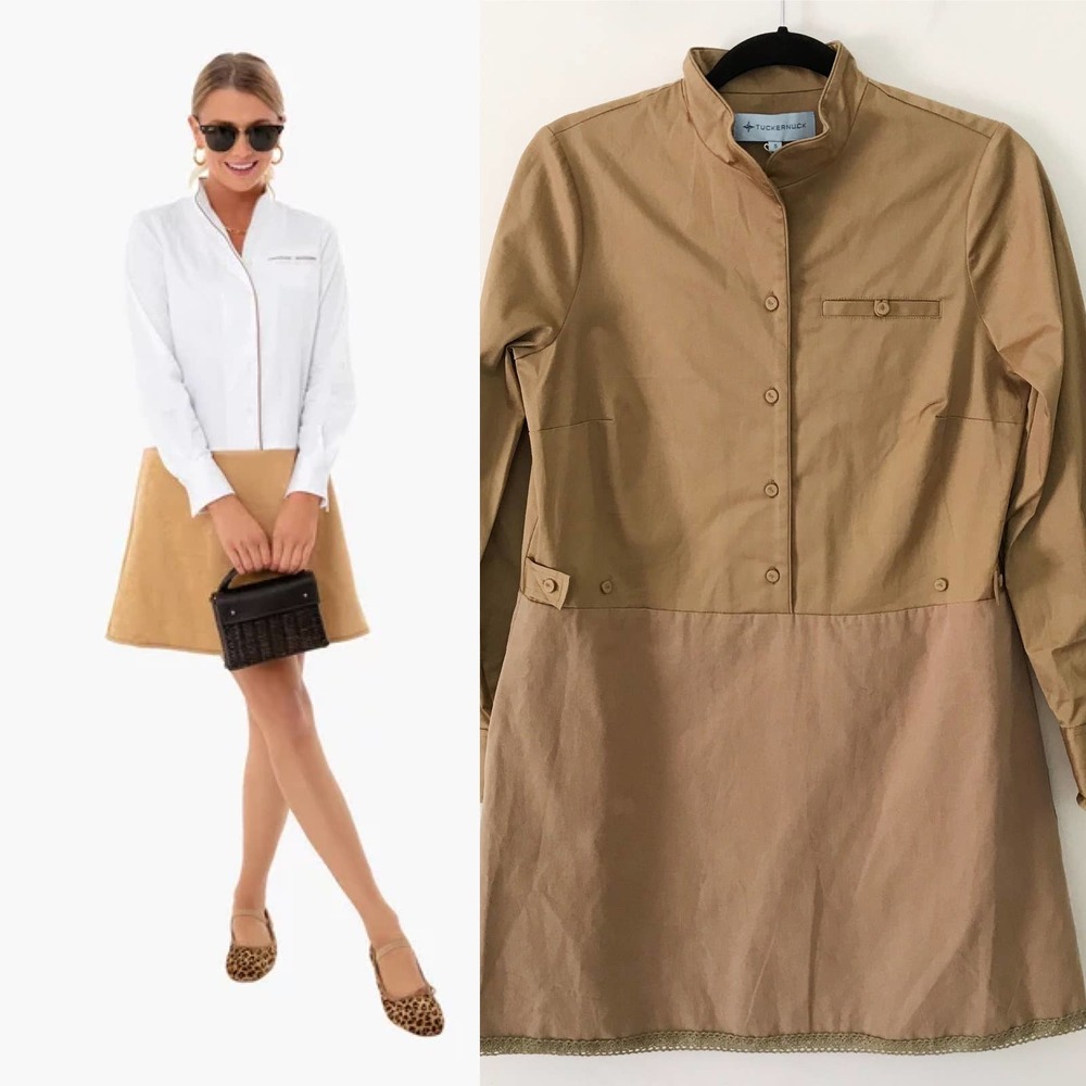 Tuckernuck Delfina Tan Brown Shirt Dress S